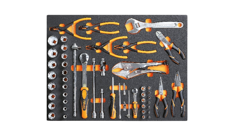 MB37 - Foam Tray with 1/4" and 1/2" Sockets and Pliers