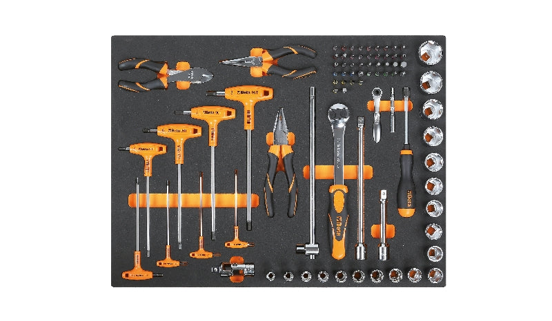 MB38 - Foam Tray with 1/2" Sockets, Offset Hexagon Key Wrenches and Pliers