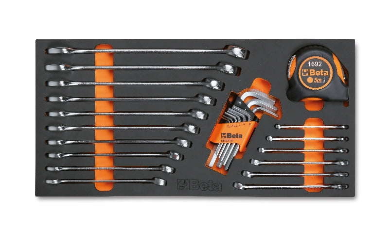 MC12 - Foam Tray with Combination Wrenches, Hexagon Key Wrenches and Measuring Tools