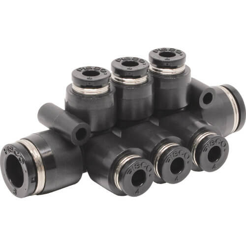 PKVG Tube Fitting Standard, Unequal Twin Triple Tee